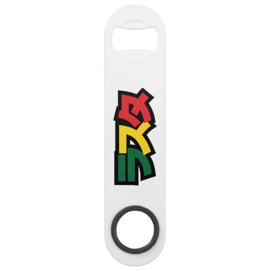 Japanse Rasta ラ タ Groen, Goud en Rood Speed Flessenopener (Voorkant)