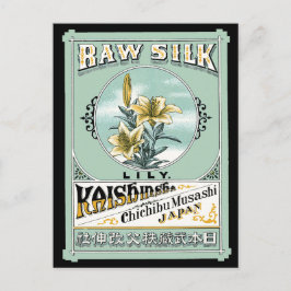 Japanse rauwe zijde Lily Flower Label Briefkaart