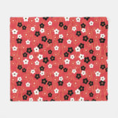 Japanse Red Sakura Cherry Blossom Flowers Fleece Deken (Voorkant (Horizontaal))