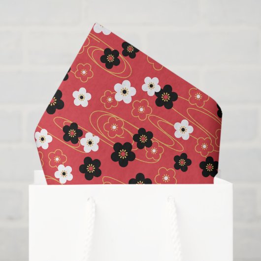 Japanse Red Sakura Cherry Blossom Flowers Tissuepapier (Cadeauzakje)