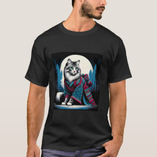 Japanse Retro Samurai Dameskat Krijger T-Shirt