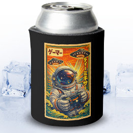 Japanse Retro Vintage UFO Astronaut Grappige Gamer Blikjeskoeler