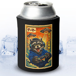 Japanse Retro Vintage UFO Wasbeer Grappige Gamer Blikjeskoeler