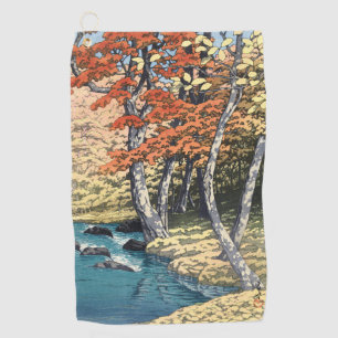 Japanse Rode Esdoorn Rivier Shin-hanga Poster Golfhanddoek