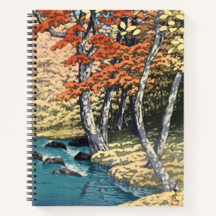 Japanse Rode Esdoorn Rivier Shin-hanga Poster Notitieboek