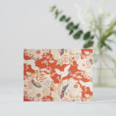 Japanse Rode Kimono Crane Pattern Sakura Flowers Briefkaart (Staand voorkant)