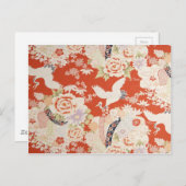 Japanse Rode Kimono Crane Pattern Sakura Flowers Briefkaart (Voorkant / Achterkant)