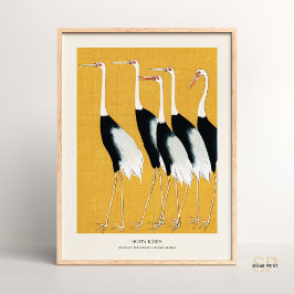 Japanse rode kroon kraanvogels kudde Ogata Korin Poster
