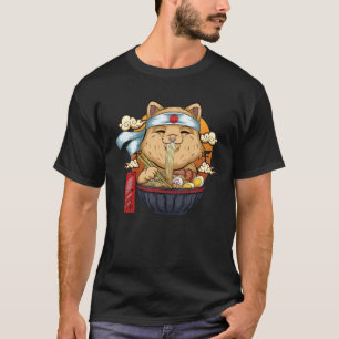 Japanse roemeense kat Kawaii Kitten Noodles Anime T-shirt