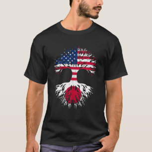Japanse Roots Amerikaanse Grown Tree USA Vlag Grap T-shirt