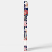Japanse Roze Bloempatroon met Monogram Case-Mate iPhone Case (Achterkant / Rechts)