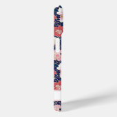 Japanse Roze Bloempatroon met Monogram Case-Mate iPhone Case (Achterkant / Rechts)
