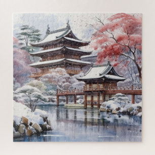 Japanse roze Sakura architectuur Legpuzzel