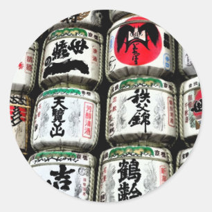 Japanse Sake-vaten Ronde Sticker