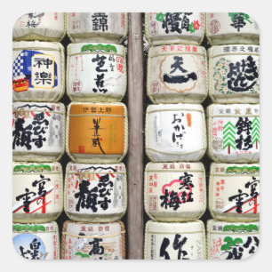 Japanse Sake-vaten Vierkante Sticker