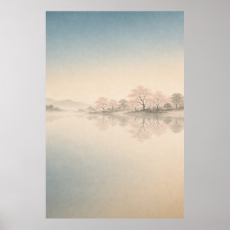 Japanse Sakura Berg Japandi Muur Kunst Poster