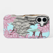 Japanse Sakura Castle Art – Cherry Blossom Spring iPhone 16 Hoesje (Achterkant horizontaal)