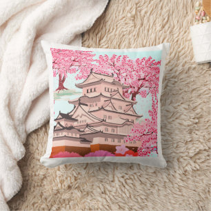Japanse Sakura Castle Art – Cherry Blossom Spring Kussen