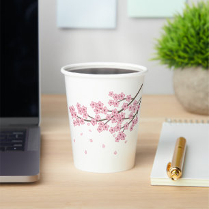 Japanse Sakura Cherry Blossom Branch Papieren Bekers