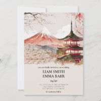 Japanse Sakura Cherry Blossom Wedding Uitnodiging