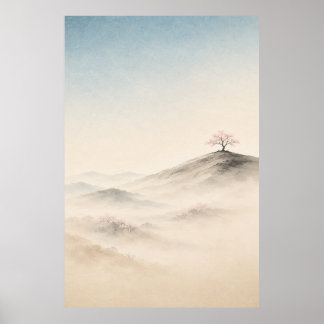 Japanse Sakura Nacht Japandi Muur Kunst Poster