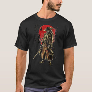 Japanse samoerai krijger Bushido Swordsman Retro V T-shirt