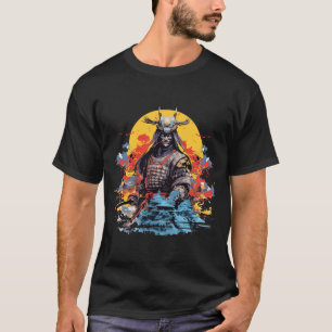 Japanse Samoerai Portret Warrior Traditie Kunst T-shirt