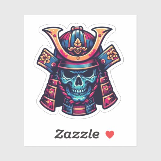 Japanse samoerai schedel sticker (Vel)