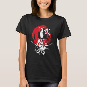 Japanse samoerai vuur krijger zwaarden retro japan t-shirt