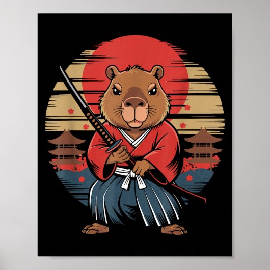 Japanse Samurai Capybara Poster (Voorkant)