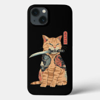 Japanse Samurai Cat iPhone 13 Hoesjes