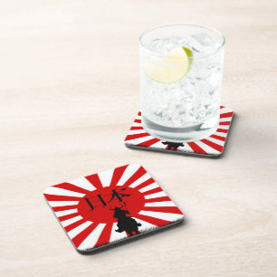 Japanse Samurai en vlag van Japanse Drinkkust Drankjes Onderzetter