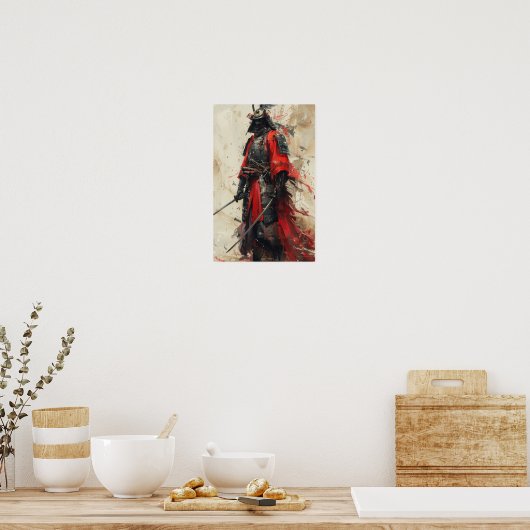 Japanse Samurai Full Body Portret Print (Keuken)