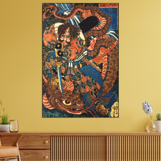 Japanse Samurai-gevechtspython Canvas Afdruk (Insitu (Woonkamer))