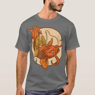 Japanse Samurai Goldfish Oranje Carp Fish Koi T-shirt