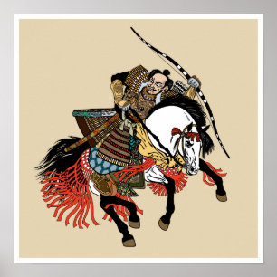 Japanse samurai horseman poster
