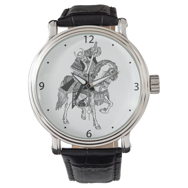 Japanse samurai horseman watch horloge (Voorkant)