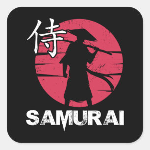 Japanse Samurai in Pet Bushido Rising Sun  Vierkante Sticker