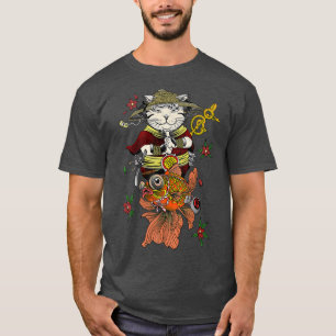 Japanse Samurai Katana Ninja Cat en Koi Fish Car T-shirt