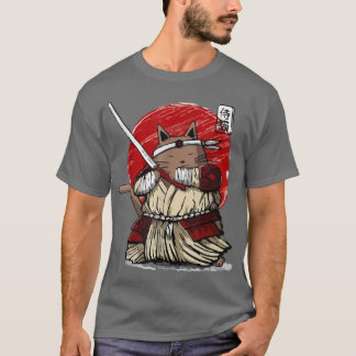 Japanse Samurai Ninja Cat Kawaii Tattoo Mannen Vro T-shirt