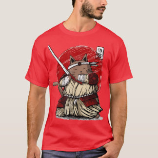 Japanse Samurai Ninja Cat Kawaii Tattoo Mannen Vro T-shirt
