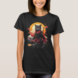 Japanse Samurai Ninja Cat Retro Tattoo Graphic 28 T-shirt