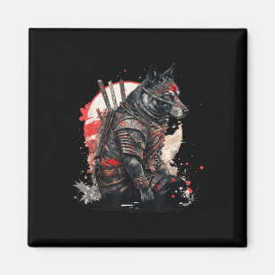 Japanse Samurai Ninja Dog Kawaii Tattoo Graphic Magneet