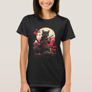 Japanse Samurai Ninja Kat Retro Tattoo Grafisch # T-shirt