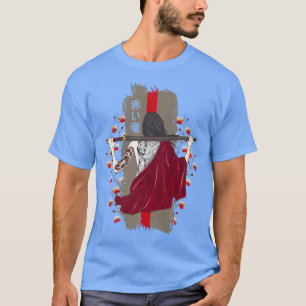Japanse Samurai Sakura Cherry Blossom Kat T-shirt