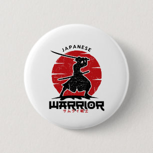 Japanse Samurai Silhouet kussen Ronde Button 5,7 Cm