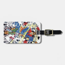 Japanse Samurai tatoeage ontwerp met speer Bagagelabel