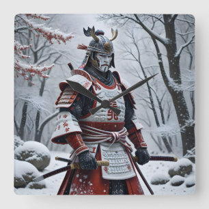 Japanse Samurai vierkante wandklok Klok