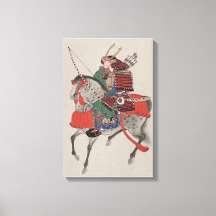 Japanse Samurai Warrior op Horse Print Canvas Art
