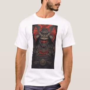 Japanse Samurai Warrior Red Face Armour Graphic T- T-shirt
